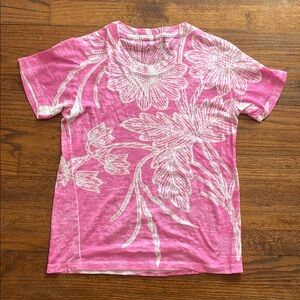 Before + Again Pink and White Floral Short Sleeve T-Shirt